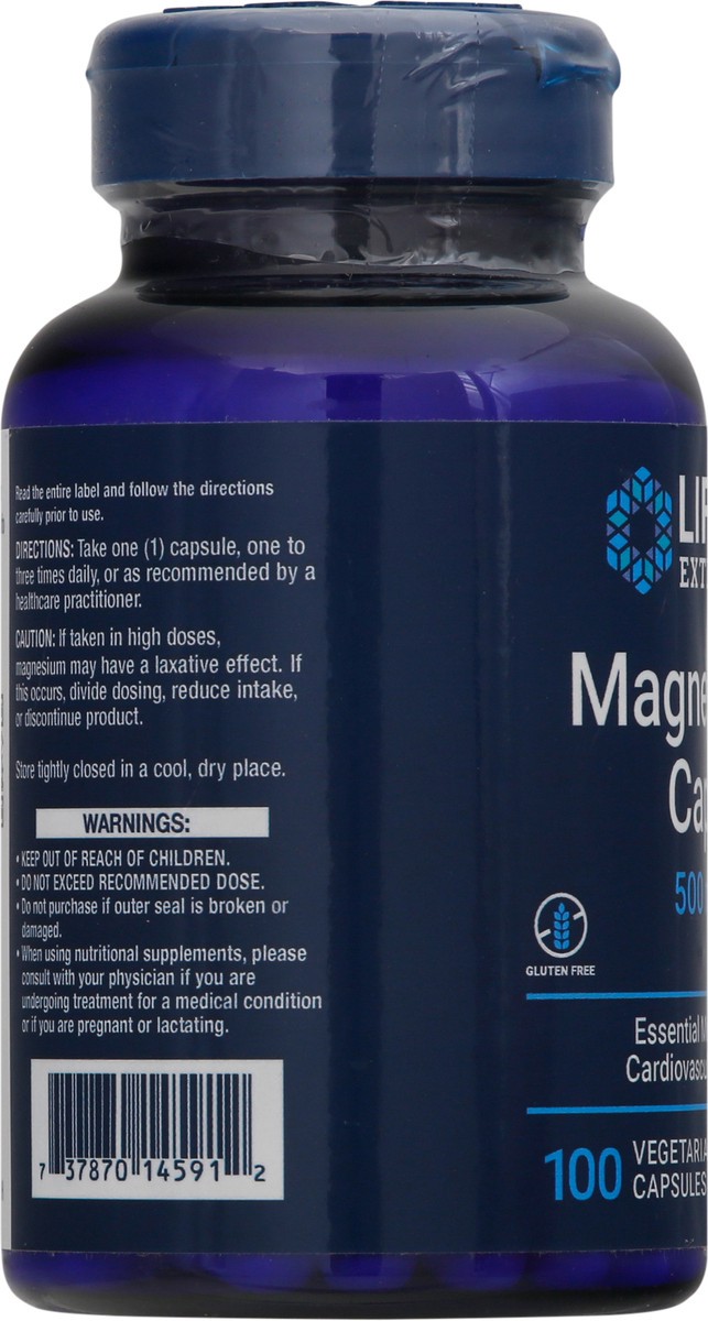 slide 6 of 9, Life Extension Capsules 500 mg Magnesium Caps 100 ea, 100 ct