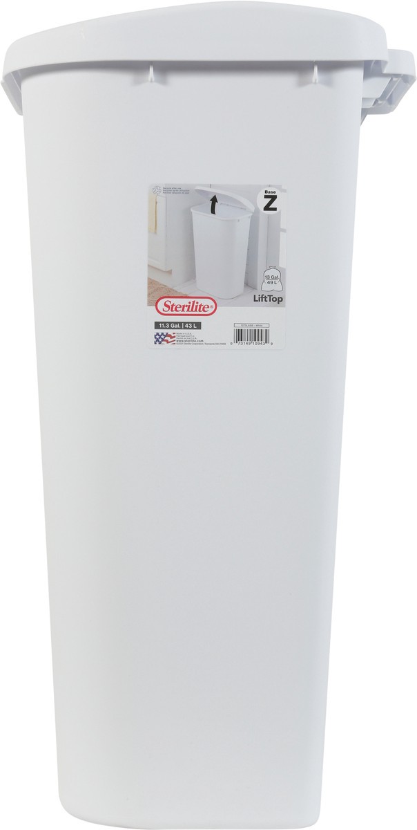 slide 5 of 11, Sterilite 13 Gallon White Base Z LiftTop Trash Can 1 ea, 1 ct