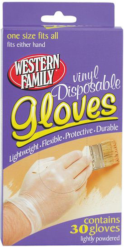 slide 1 of 1, Western Family Vinyl Disposable Gloves, 30 ct