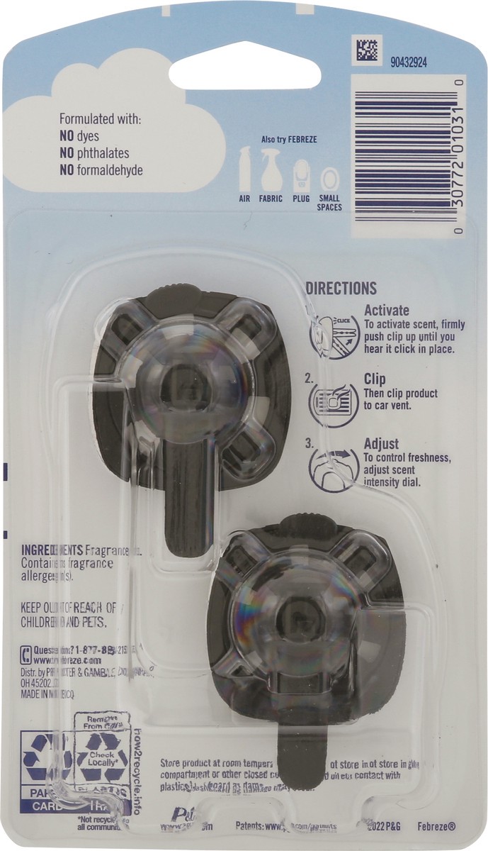 slide 6 of 9, Febreze Auto Vent Clips Smoke Odor Fighter Fresh Scent Air Freshener 2 ea, 2 ct
