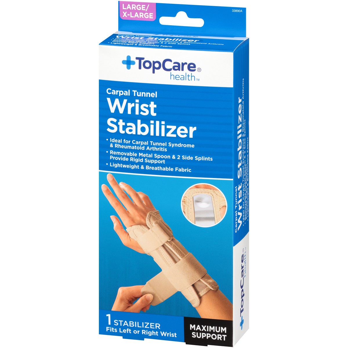 slide 2 of 8, TopCare Wrist Stabilizer, Carpal Tunnel, Large/X-Large, 1 ct