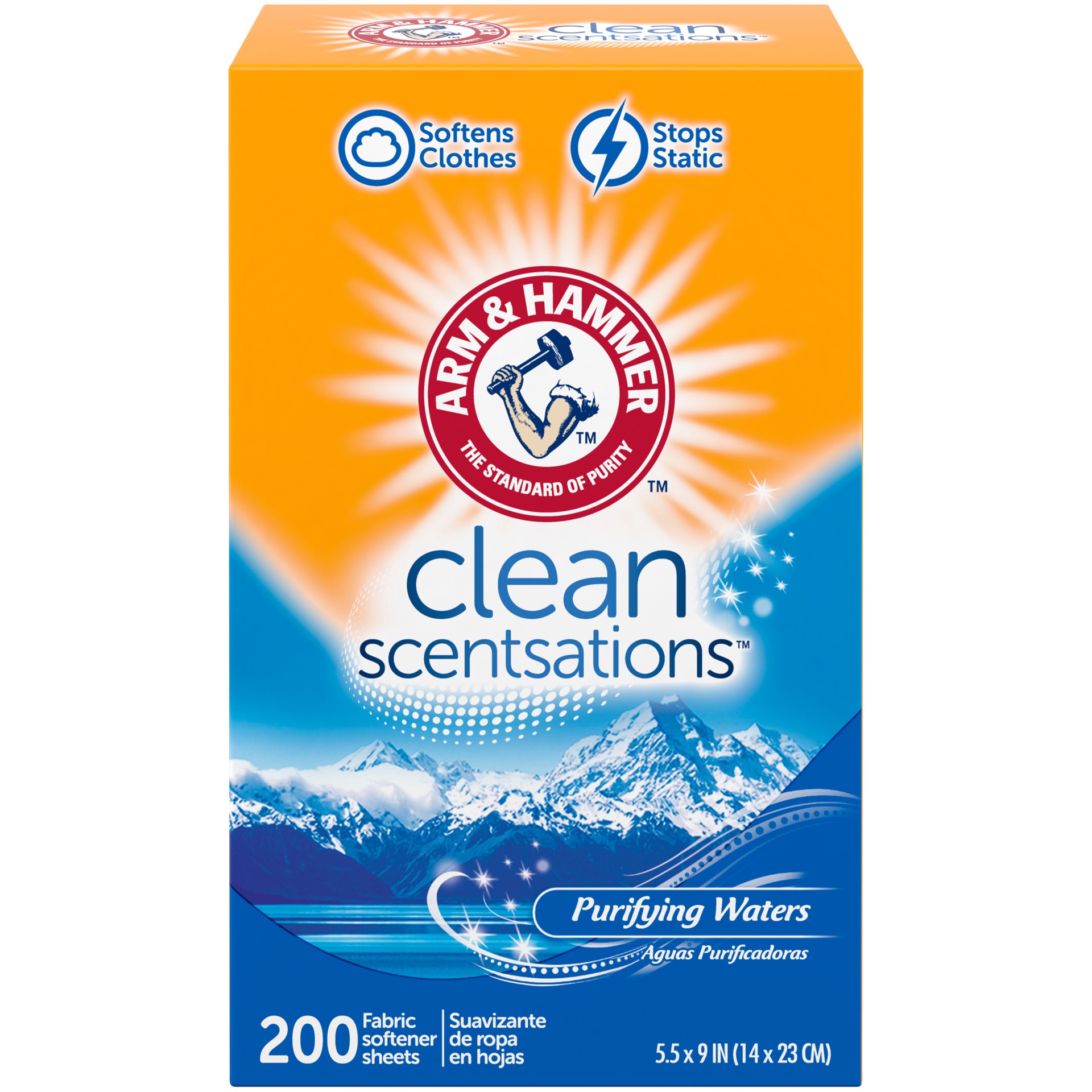 slide 2 of 5, ARM & HAMMER Fabric Softener Sheets, Purifying Waters, 200 ct, 200 ct