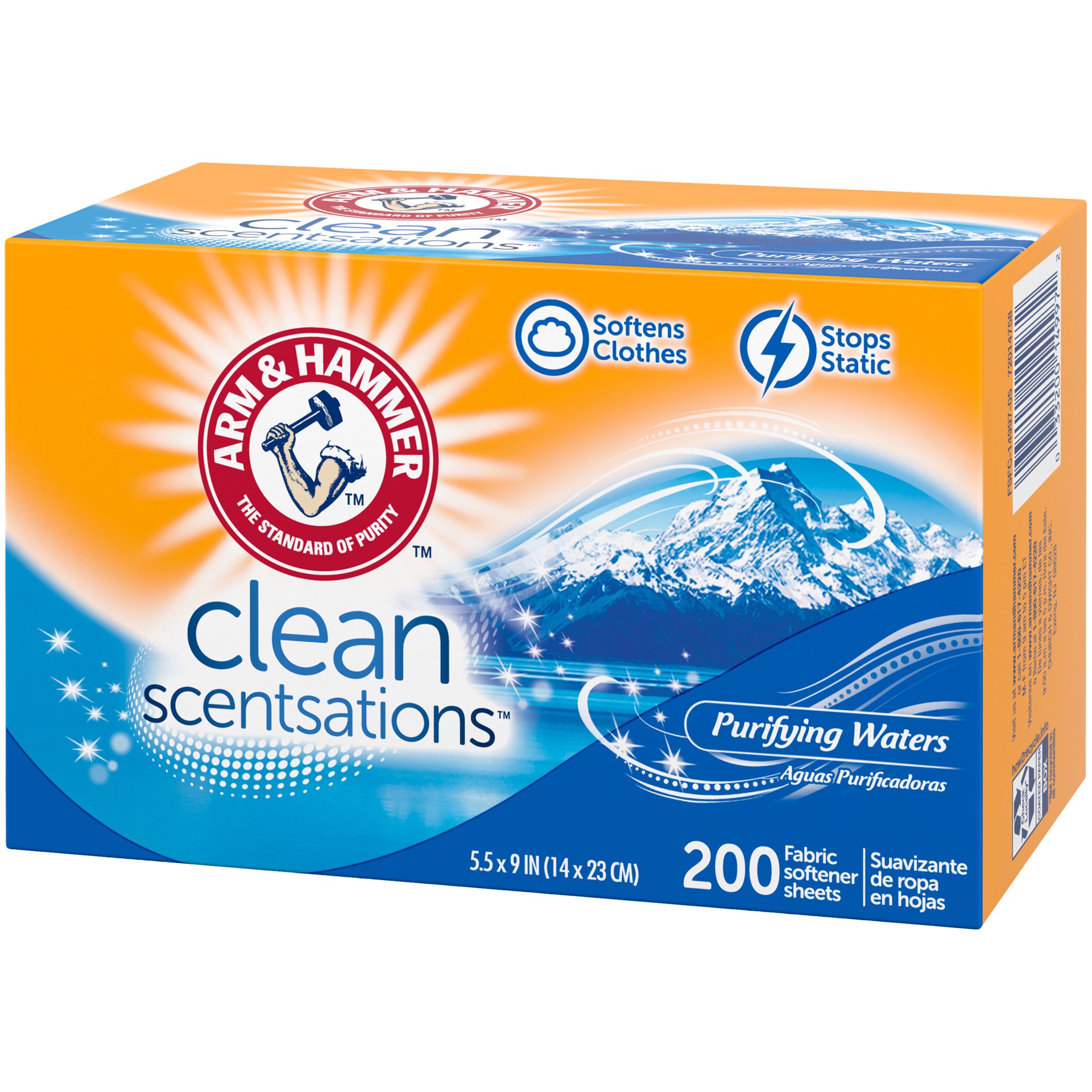 slide 3 of 5, ARM & HAMMER Fabric Softener Sheets, Purifying Waters, 200 ct, 200 ct