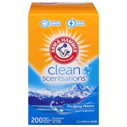 ARM & HAMMER Clean Scentsations Purifying Waters Fabric Softener Sheets 200 Each