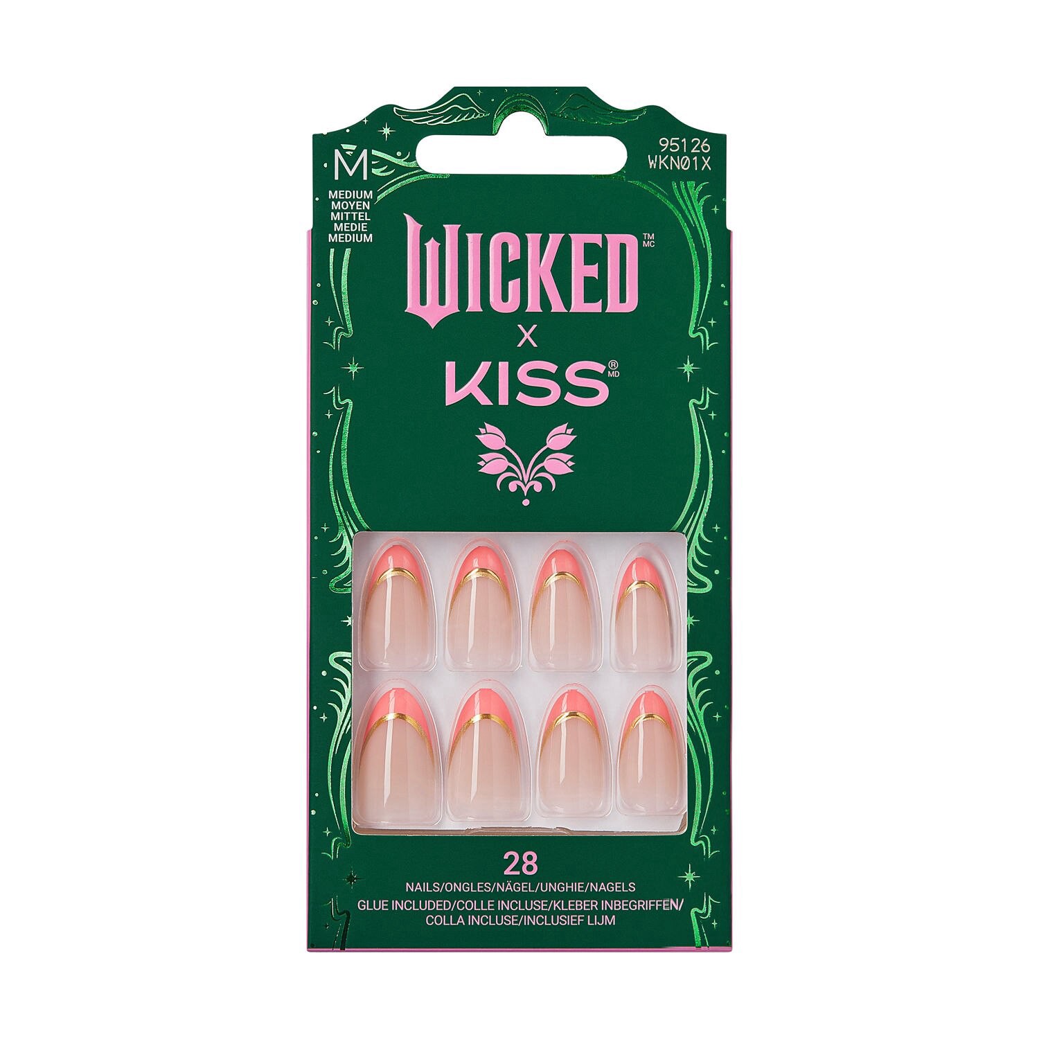 slide 1 of 1, KISS NAIL Wicked X Kiss Press On Nails - Glamorous Gal, 1 ct