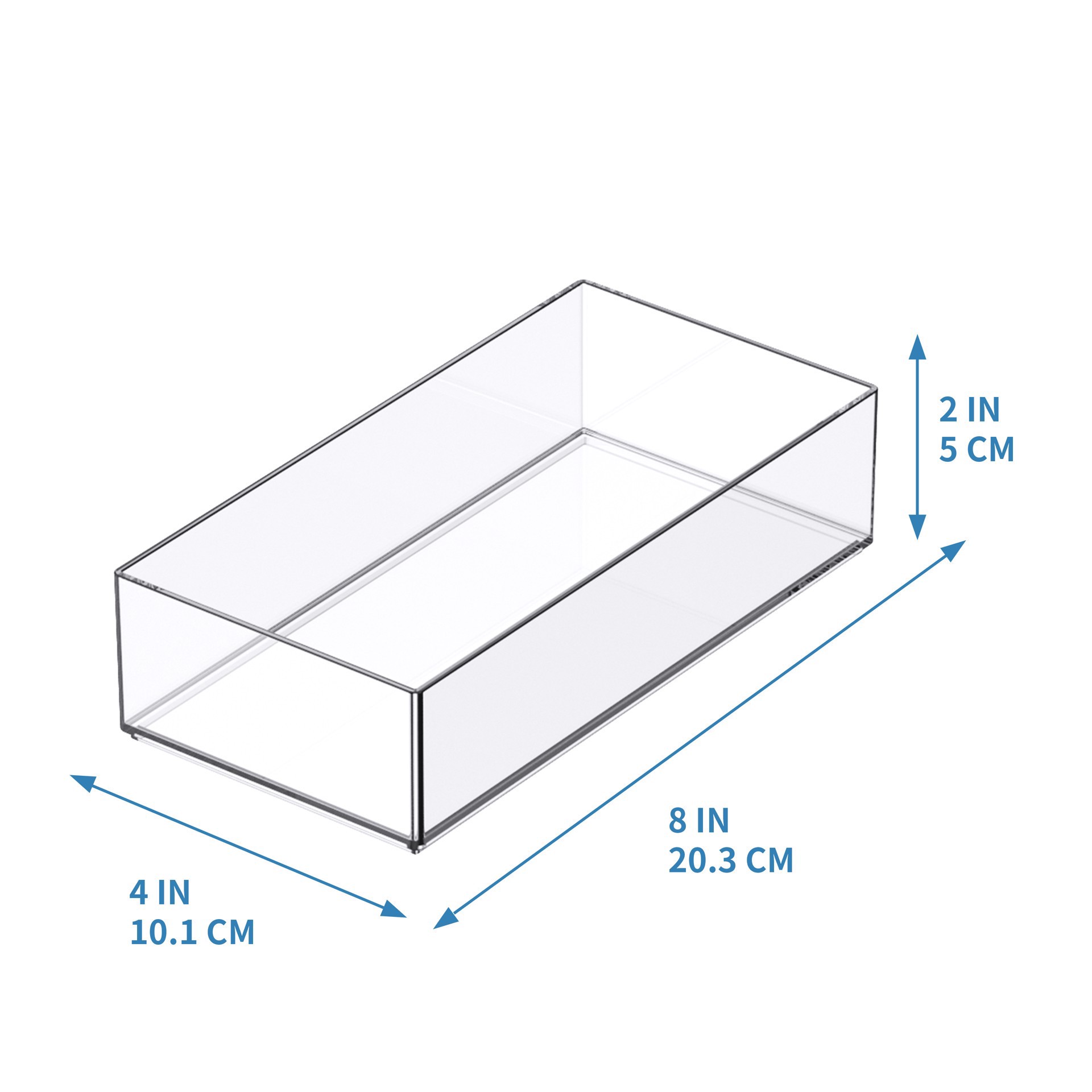 slide 3 of 6, 8" X 4" Clear Stacking Storage Tray By Simply Tidy, 8 in x 4 in