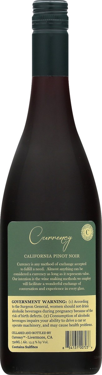 slide 3 of 11, Currency Pinot Noir, 750 ml