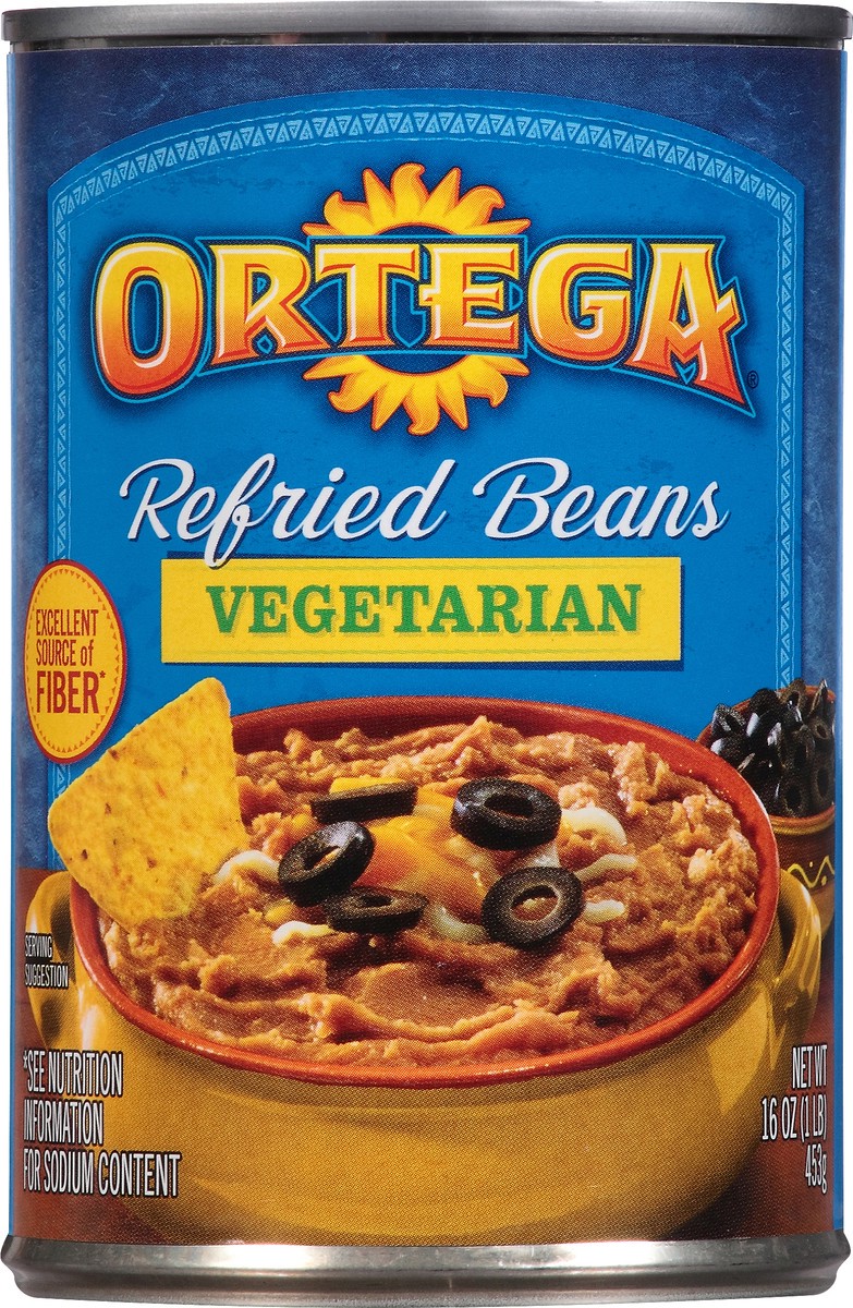 slide 9 of 9, Ortega Vegetarian Refried Beans 16 oz, 16 oz