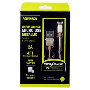 slide 1 of 1, PowerXcel 4ft Micro 2a Cable, Gold, 1 ct