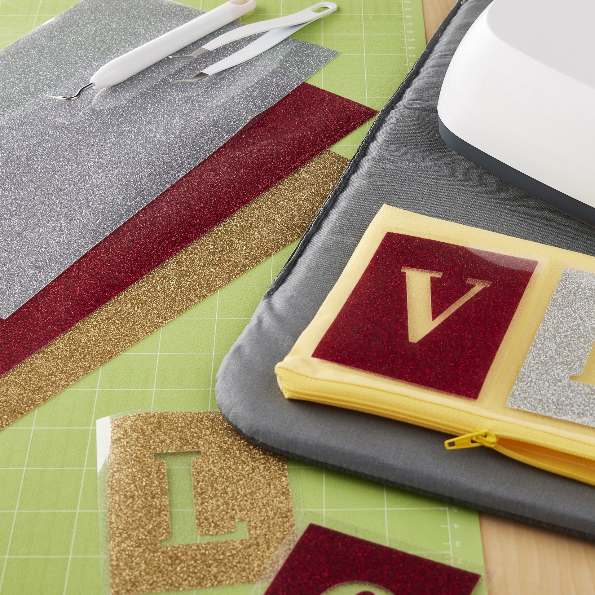 slide 3 of 3, Cricut Glitter Iron On Sangria Sampler, 12 in x 12 in