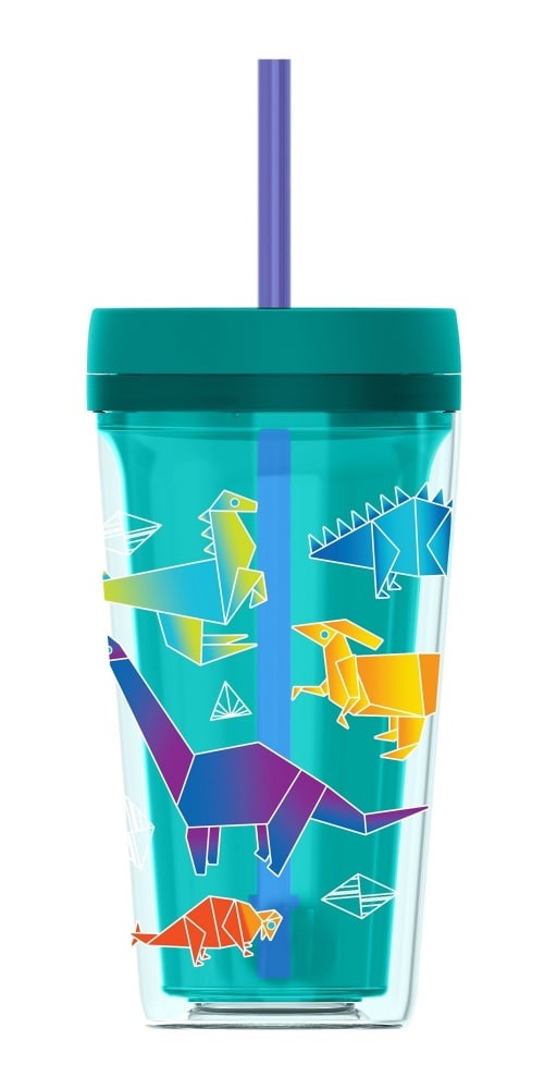 slide 1 of 1, Cool Gear Kids Callisto Tumbler - Teal Dinos, 12 oz