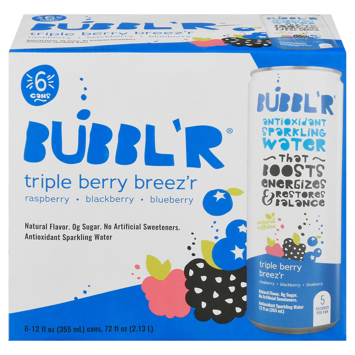 slide 1 of 29, Bubbl'r Antioxidant Triple Berry Breez'r Sparkling Water - 6 ct; 12 fl oz, 6 ct; 12 fl oz