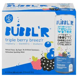Bubbl'r Antioxidant Triple Berry Breez'r Sparkling Water - 6 ct; 12 fl oz