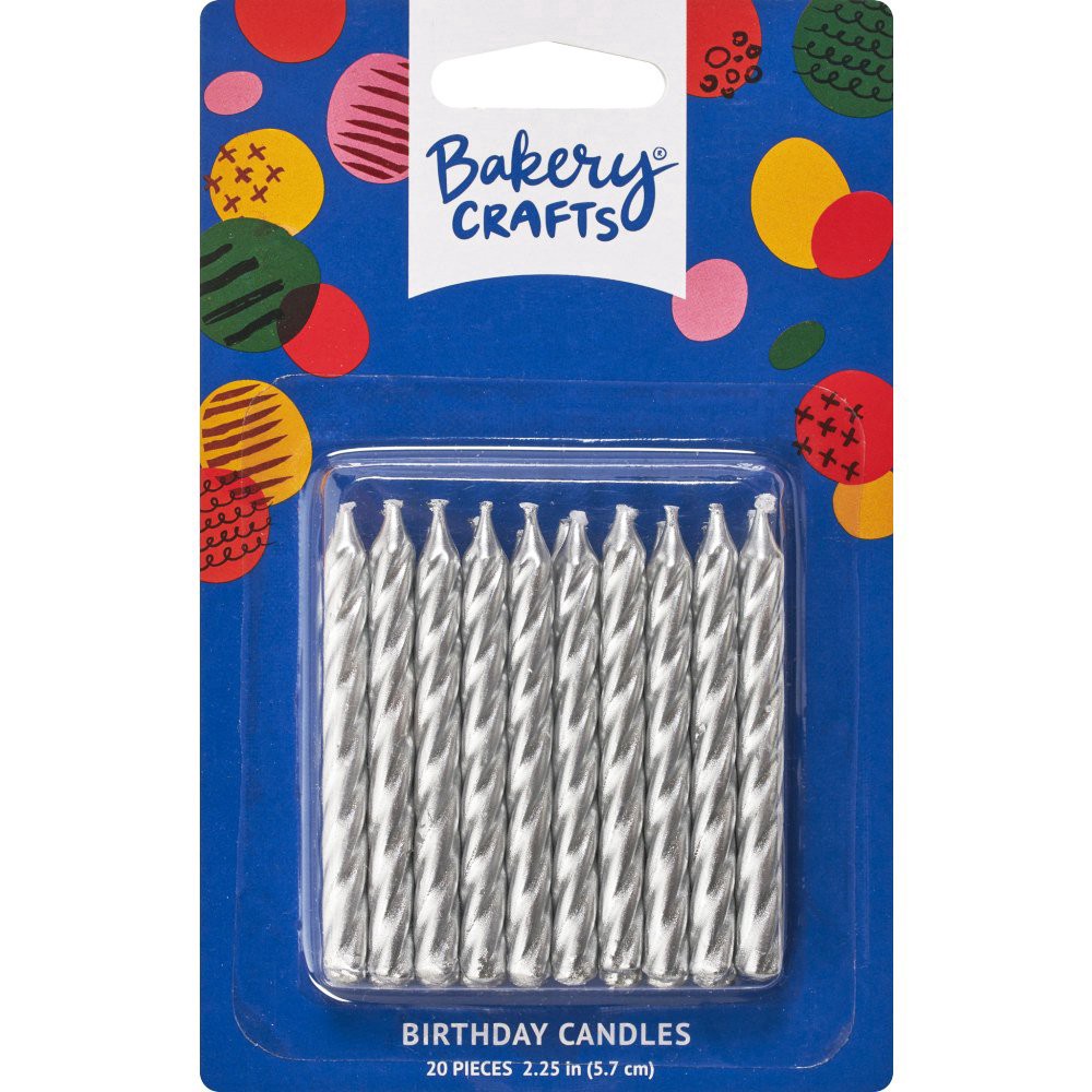 slide 1 of 1, DecoPac Culprt Silver Spiral Candles, 20 ct