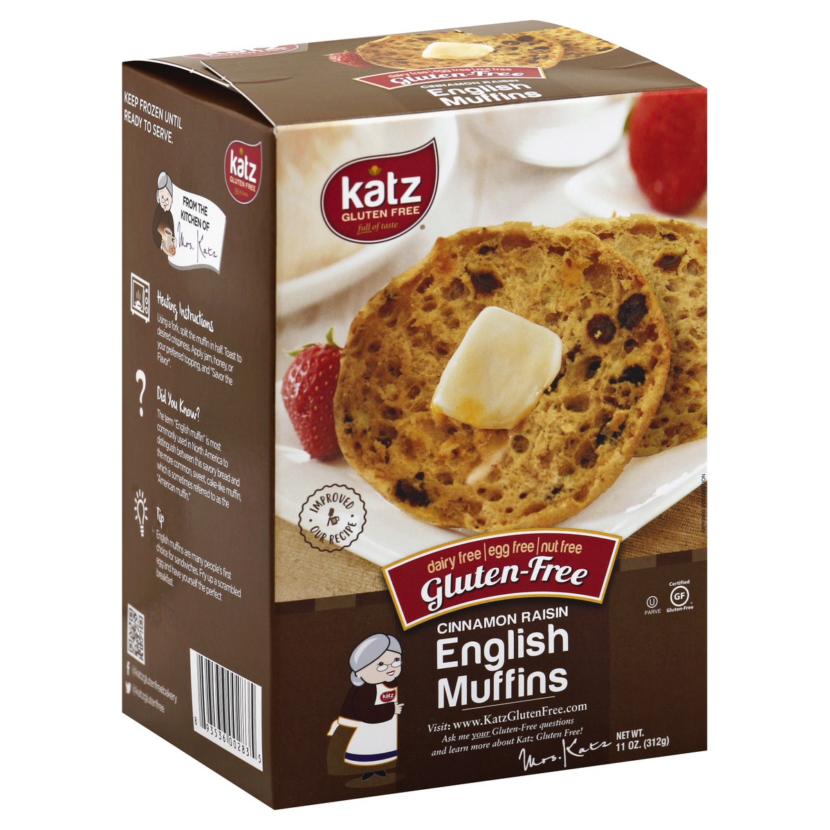 slide 2 of 9, Katz English Muffin Cinnamon Raisin, 8.5 oz