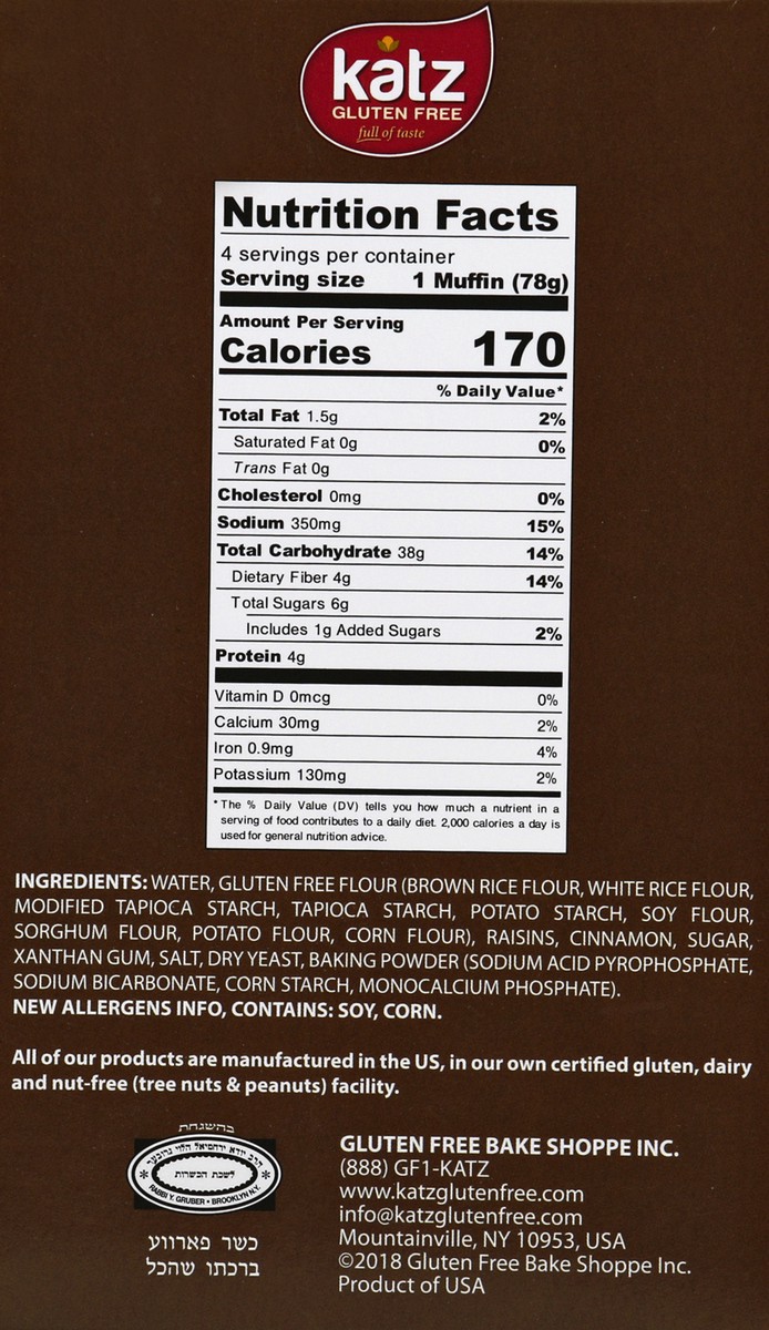 slide 8 of 9, Katz English Muffin Cinnamon Raisin, 8.5 oz