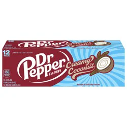 Dr Pepper Creamy Coconut Soda, 12 fl oz cans, 12 Pack