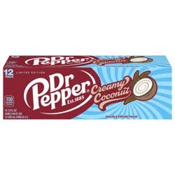 Dr Pepper Creamy Coconut Soda, 12 fl oz cans, 12 Pack