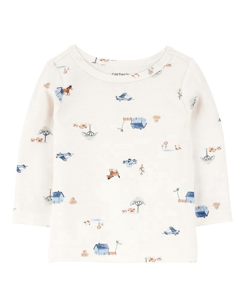 slide 2 of 6, Carter's Baby 2-Piece Long-Sleeve Tee & Waffle Knit Coverall Set - Blue/White Blue/White NB, 2 pc