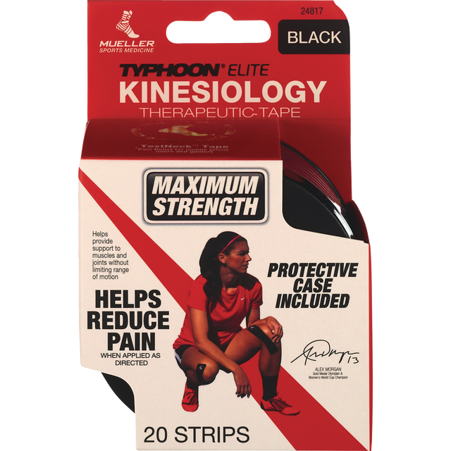 slide 1 of 1, Mueller Typhoon Elite Kinesiology Therapeutic Black Maximum Strength Tape 20 ea Box, 20 ct
