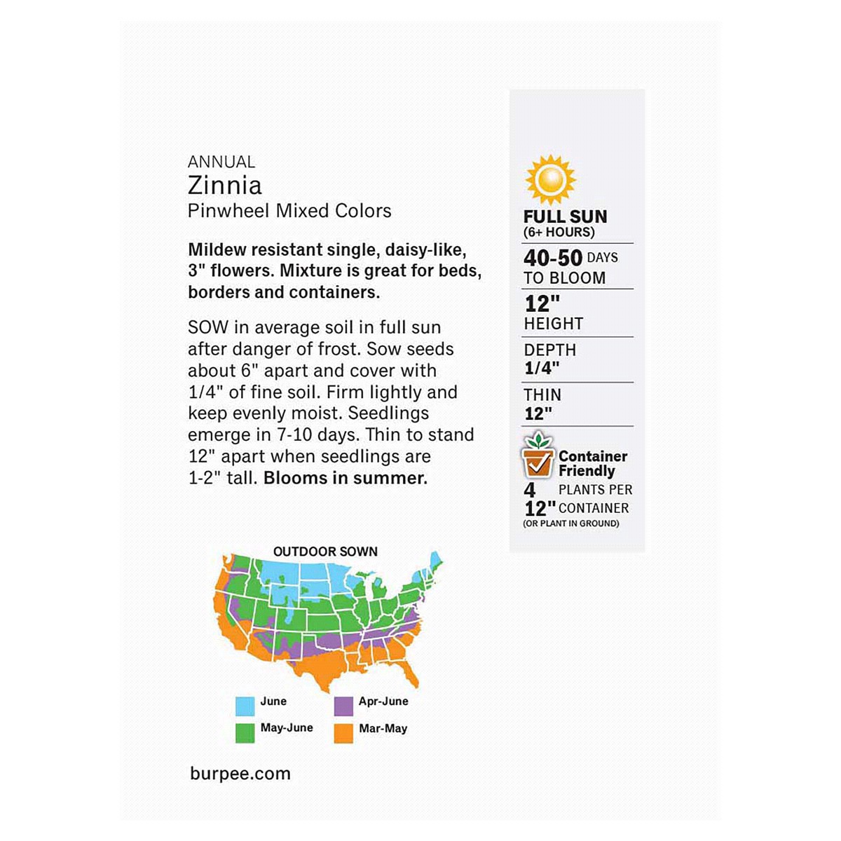 slide 2 of 2, Burpee Zinnia Pinwheel Seed Mix - Multi-Color, 1 ct
