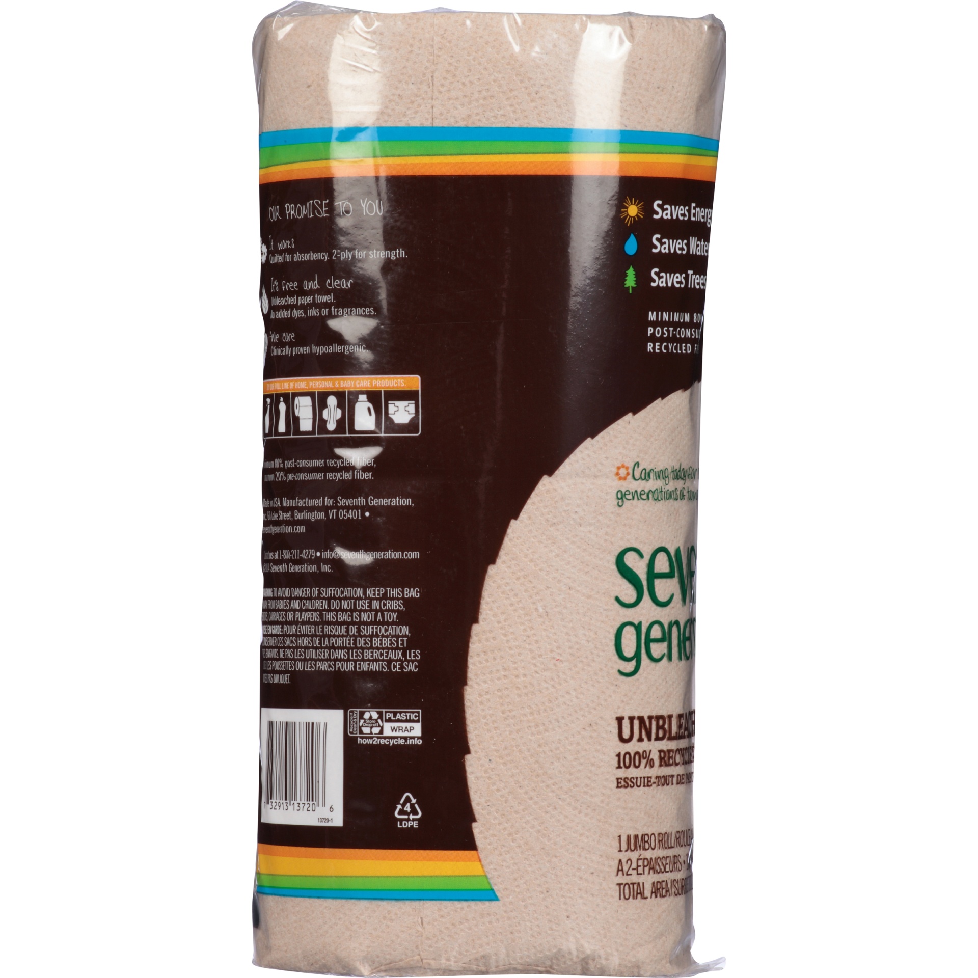 slide 2 of 4, Seventh Generation 100% Recycled Paper Towels, Unbleached, 2-Ply, 120 ct