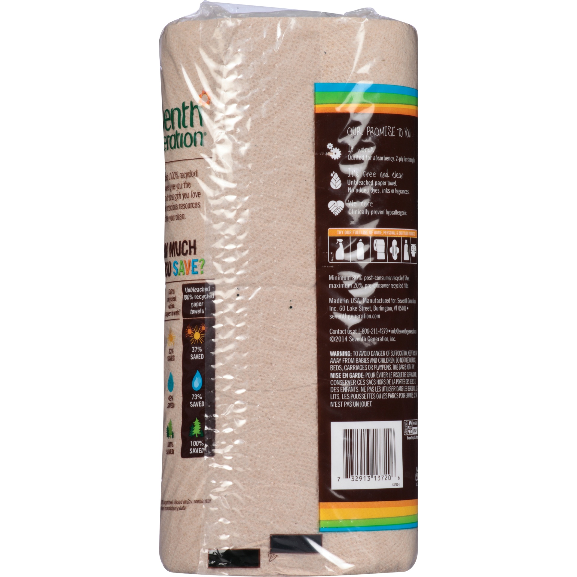 slide 4 of 4, Seventh Generation 100% Recycled Paper Towels, Unbleached, 2-Ply, 120 ct