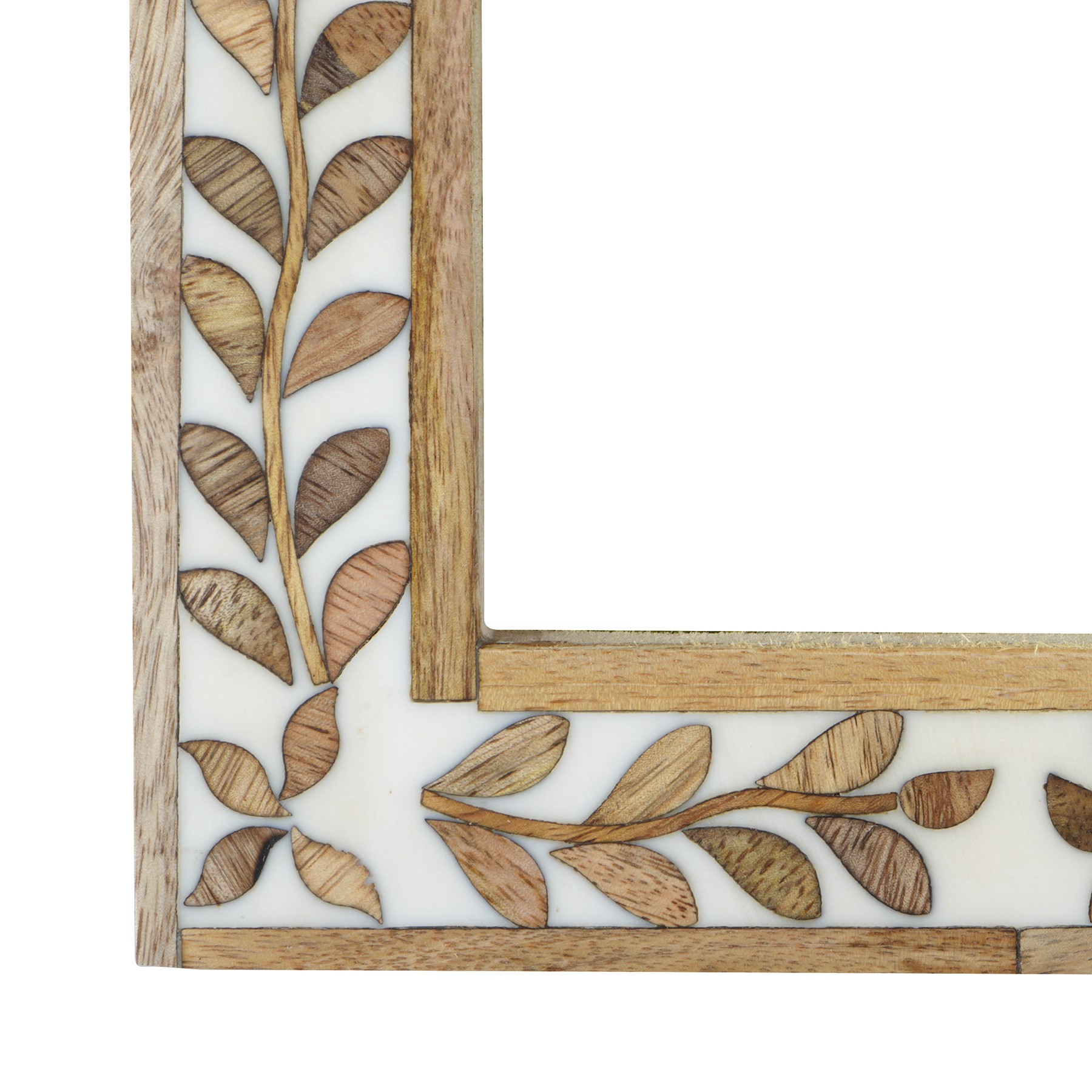 slide 3 of 3, 5" X 7" Brown & White Leaf Wood Tabletop Frame, Atelier By Studio Decor, 5 in x 7 in