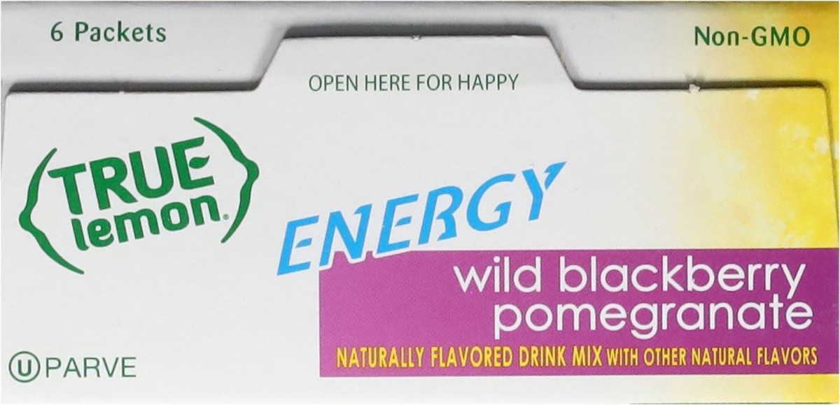 slide 2 of 15, True Lemon Energy Wild Blackberry Pomegranate Drink Mix 6 - 0.095 oz Packets, 6 ct; 0.57 oz