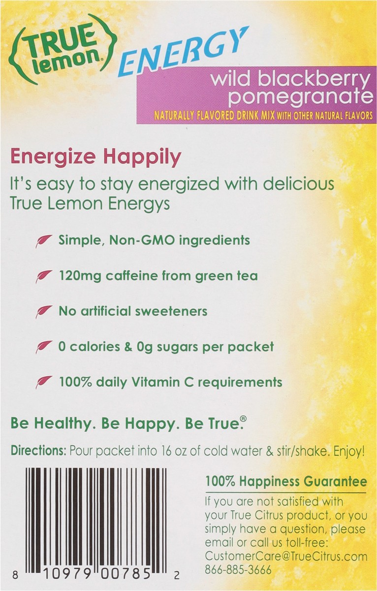slide 14 of 15, True Lemon Energy Wild Blackberry Pomegranate Drink Mix 6 - 0.095 oz Packets, 6 ct; 0.57 oz