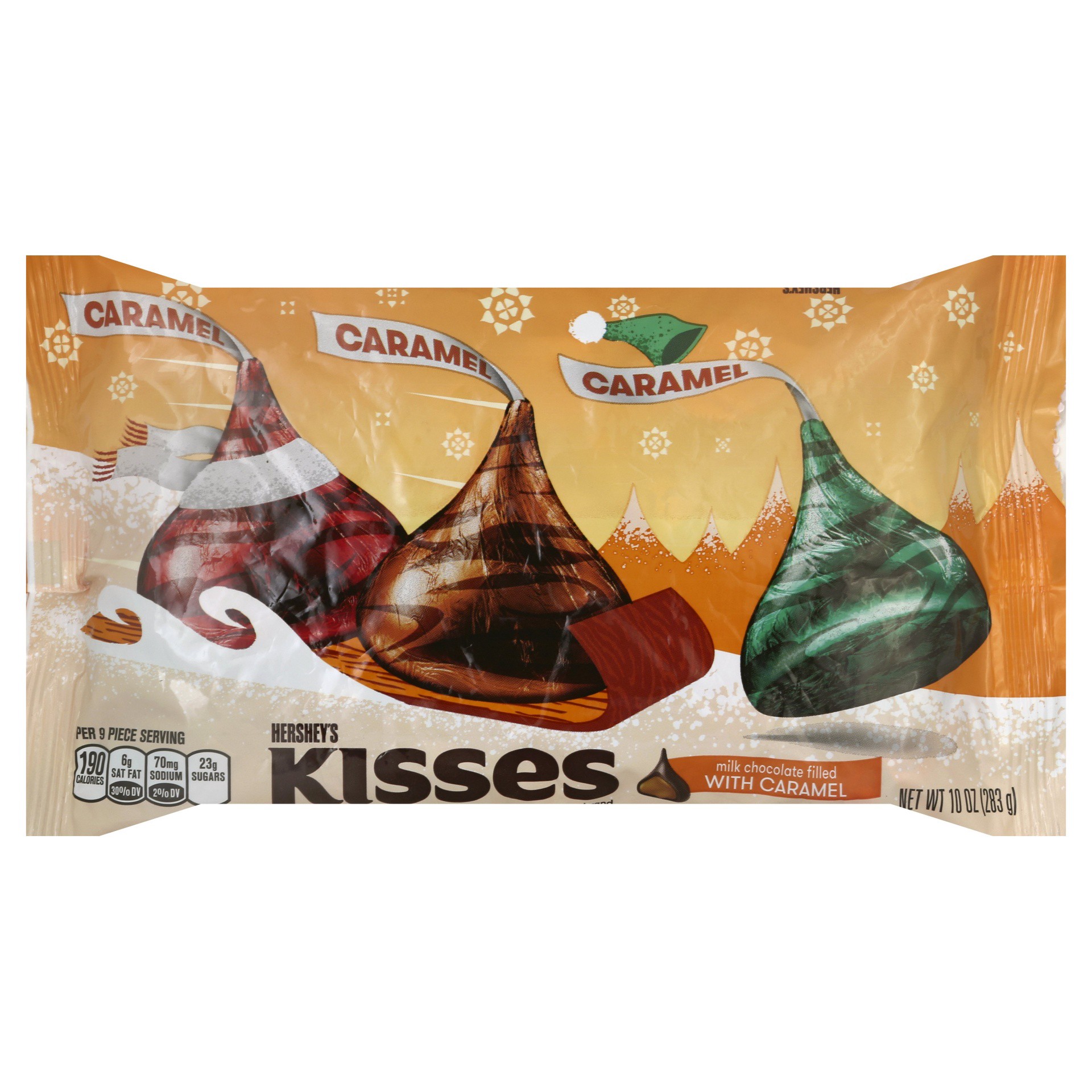 slide 1 of 4, Hershey's Kisses Holiday Milk Chocolates Filled With Caramel, 10 oz