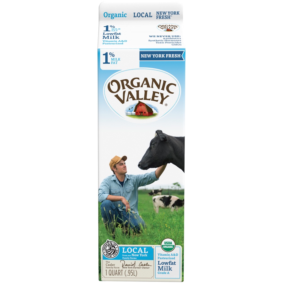 slide 1 of 3, Organic Valley Milk 1%, 1 qt