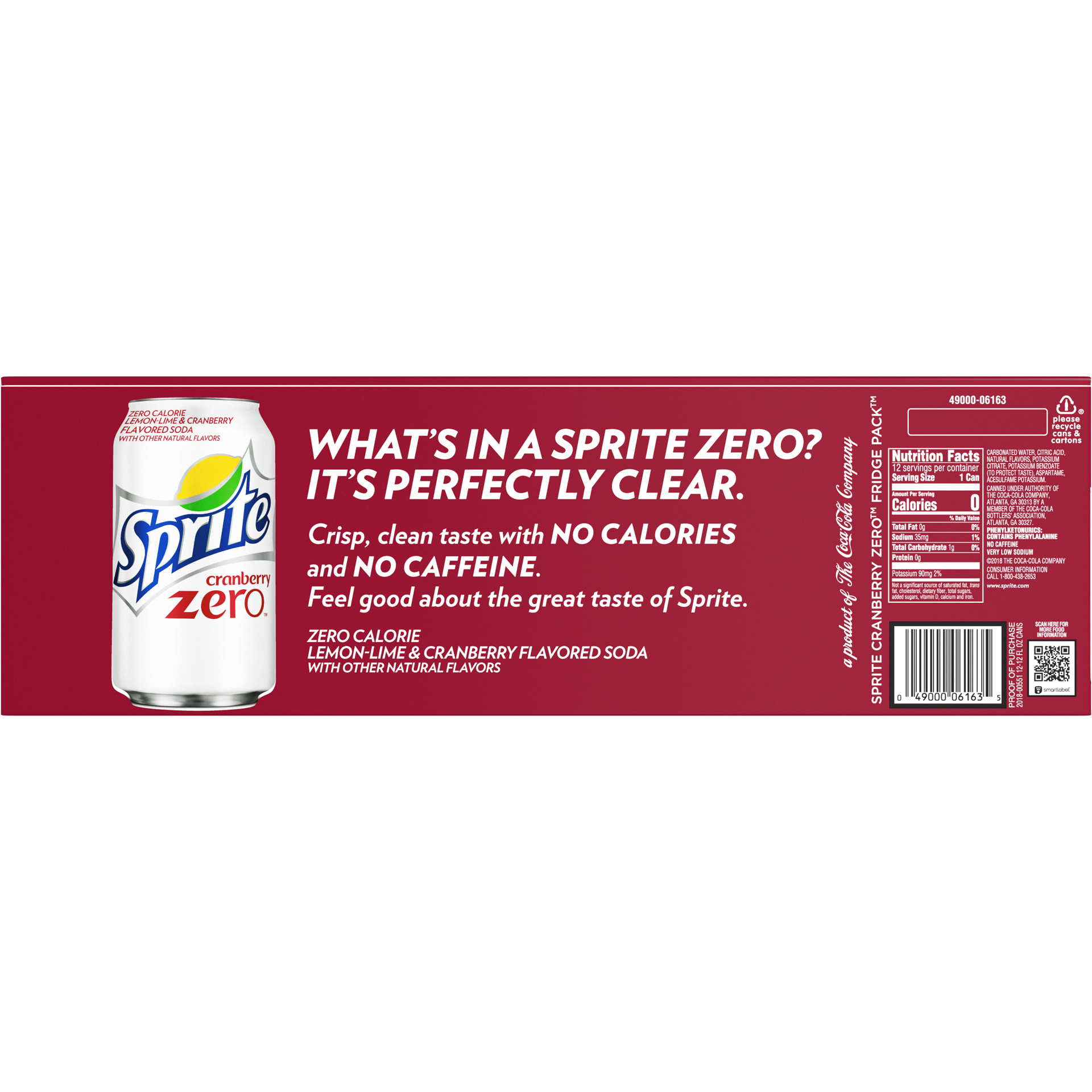 slide 7 of 7, Sprite Zero Sugar Cranberry, Lemon Lime Diet Soda Pop Soft Drink, 12 fl oz, 12 Pack, 144 fl oz