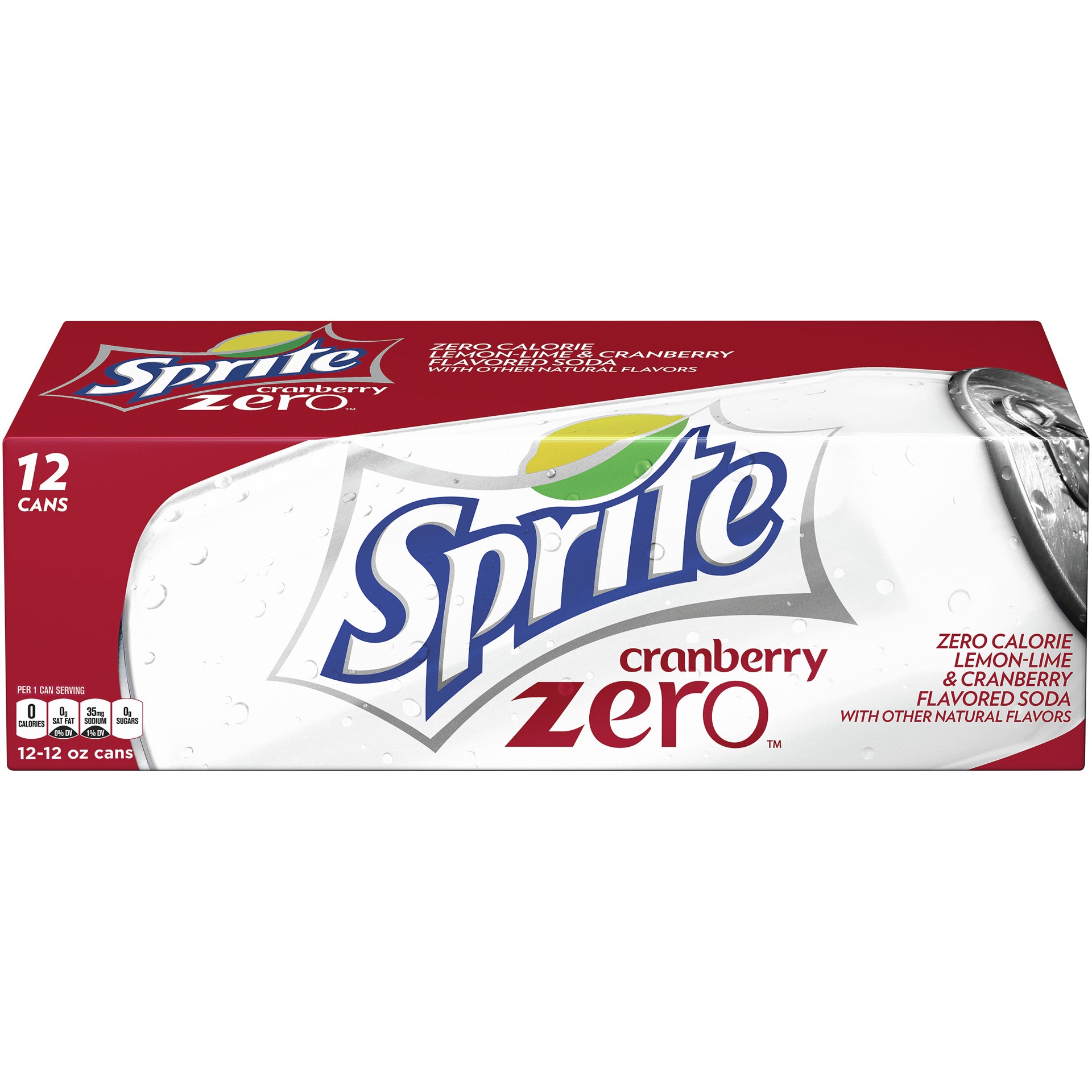 slide 4 of 7, Sprite Zero Sugar Cranberry, Lemon Lime Diet Soda Pop Soft Drink, 12 fl oz, 12 Pack, 144 fl oz