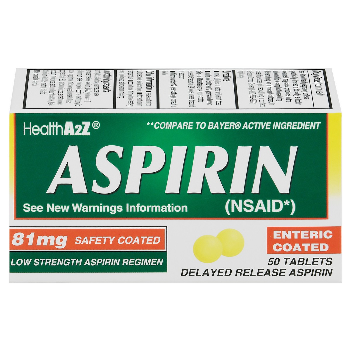 slide 1 of 12, Health A2Z Aspirin Low Dose Tabs, 50 ct