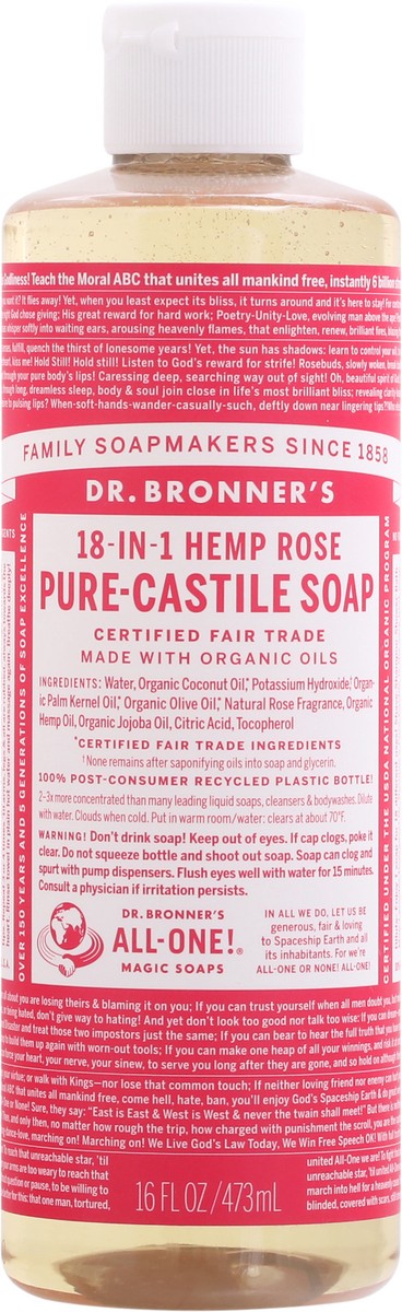 slide 11 of 12, Dr. Bronner's 18-in-1 Hemp Rose Pure-Castile Soap 16 fl oz, 16 fl oz