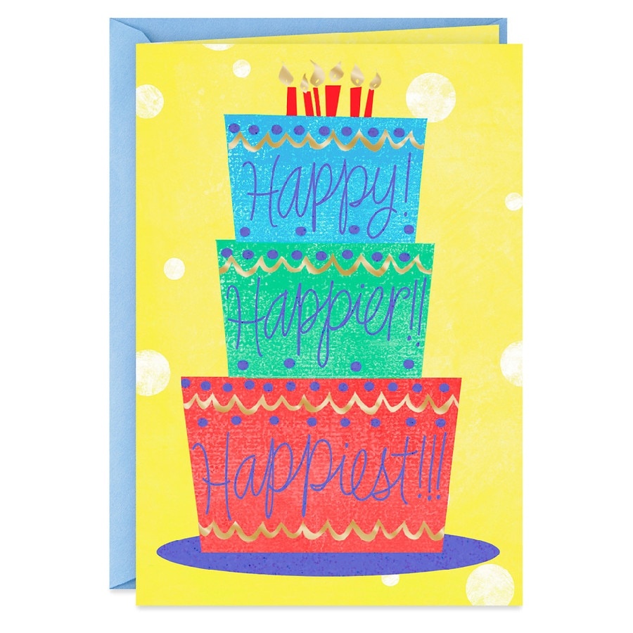 Hallmark Birthday Card (Happy, Happier, Happiest Cake With Candles) E9 ...