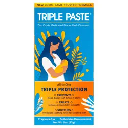 Triple Paste Zinc Oxide Medicated Diaper Rash Ointment 2 oz