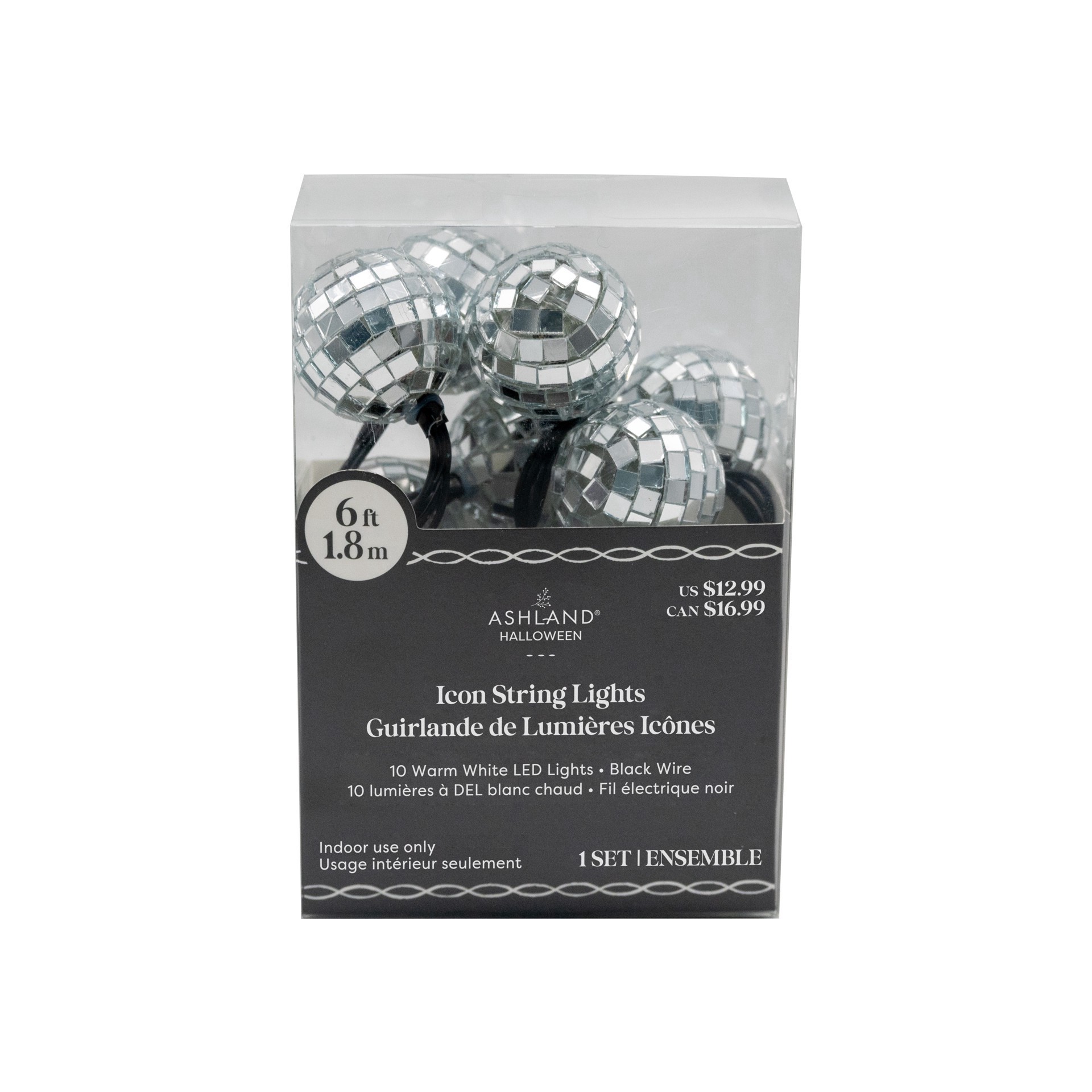 slide 4 of 4, 10ct. Warm White Led Silver Disco Ball Icon String Lights By Ashland, 10 ct