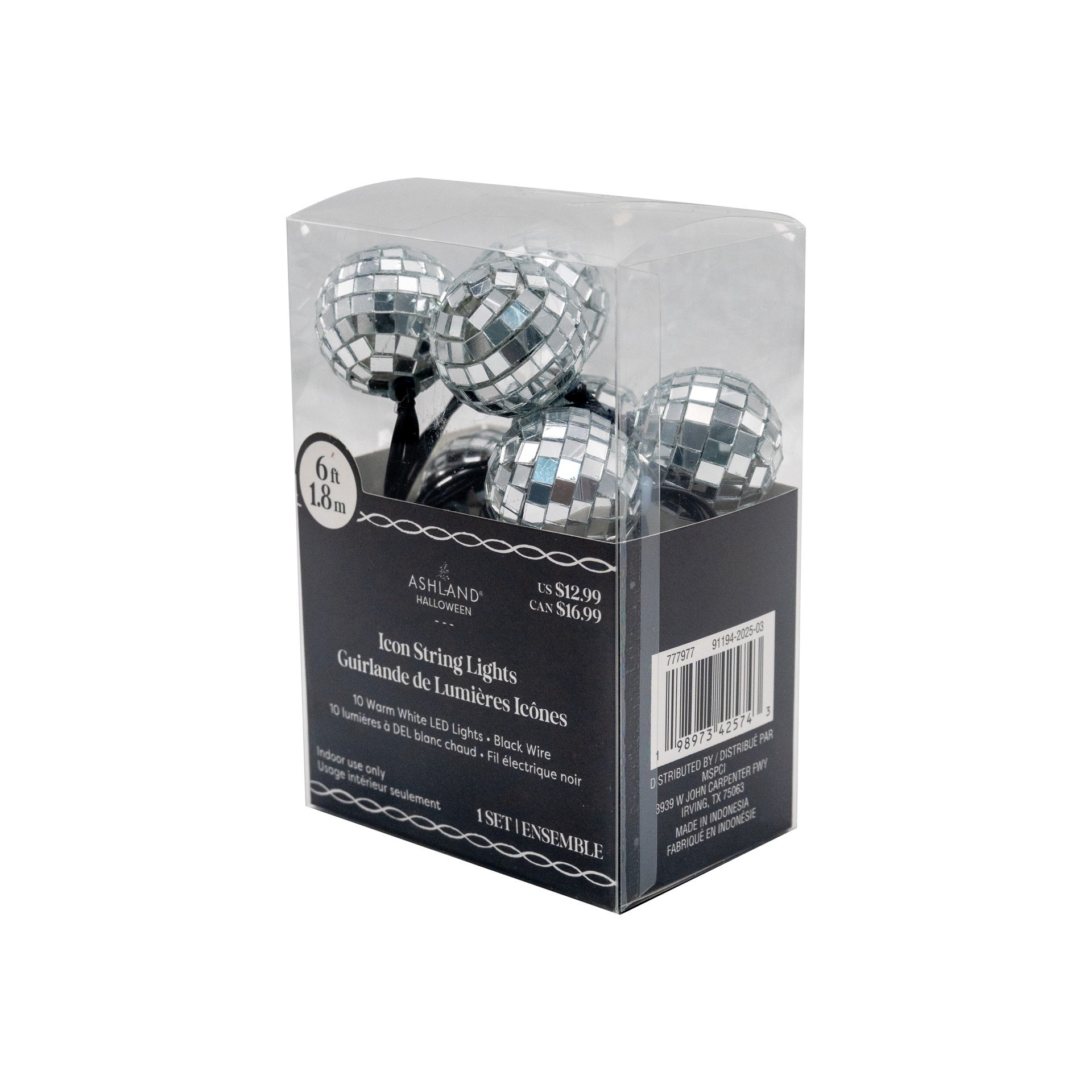 slide 3 of 4, 10ct. Warm White Led Silver Disco Ball Icon String Lights By Ashland, 10 ct
