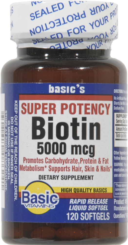 slide 1 of 1, Basic Biotin Softgels, 120 ct