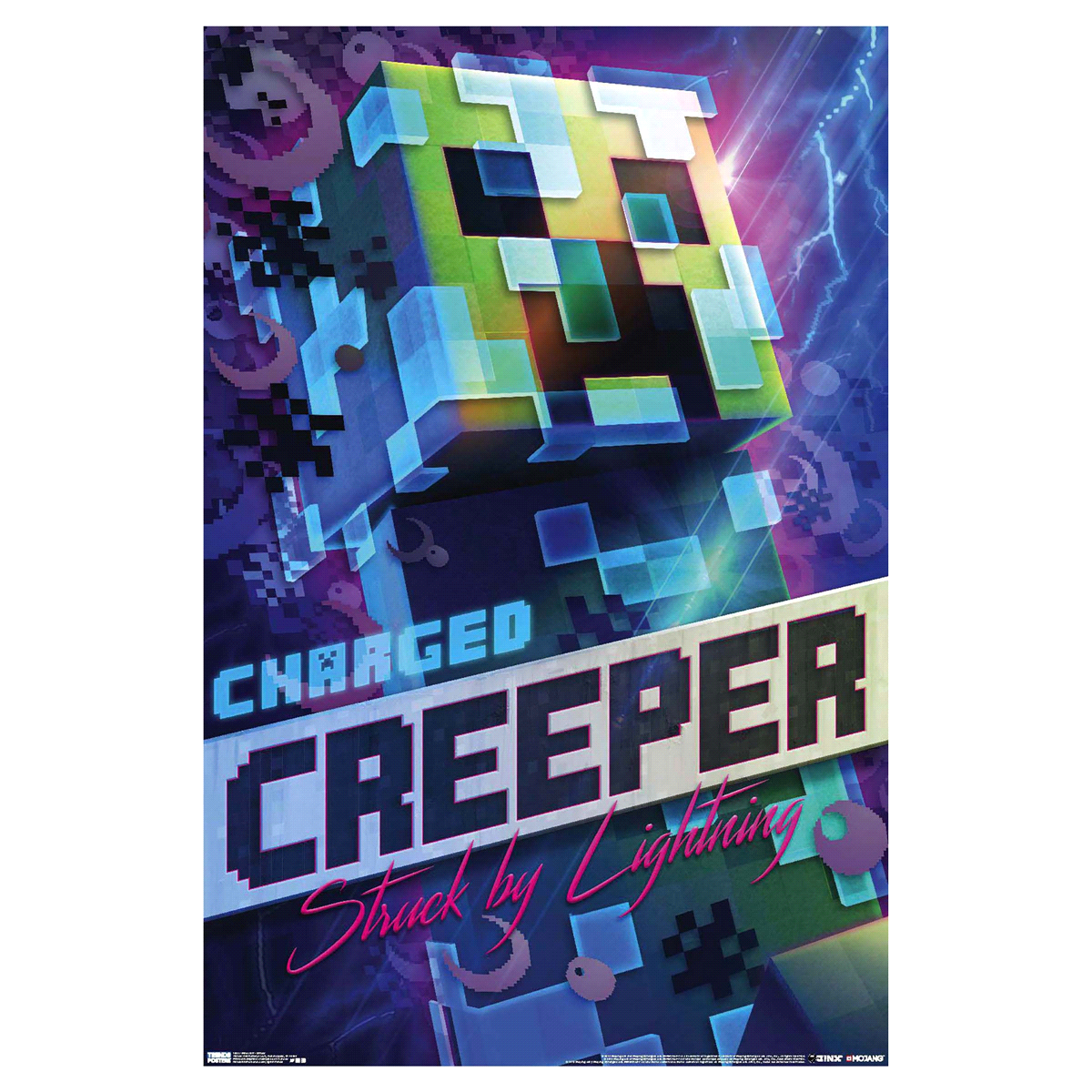 slide 1 of 1, Trends Minecraft Charged Creeper Struck Poster, 22.375 in x 34 in, 34 in