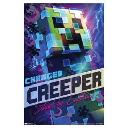 Trends Minecraft Charged Creeper Struck Poster, 22.375 in x 34 in