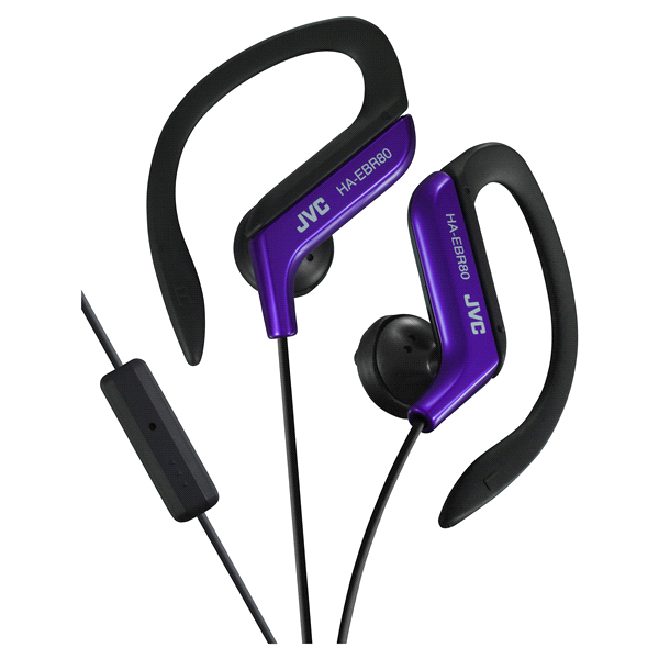 slide 1 of 2, JVC Adjustable Ear Clip Headphones with Remote and Microphone, Black/Purple, 1 ct