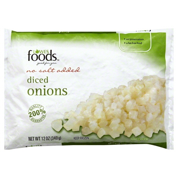 slide 1 of 1, Lowes Foods Diced Onions No Salt Added, 12 oz