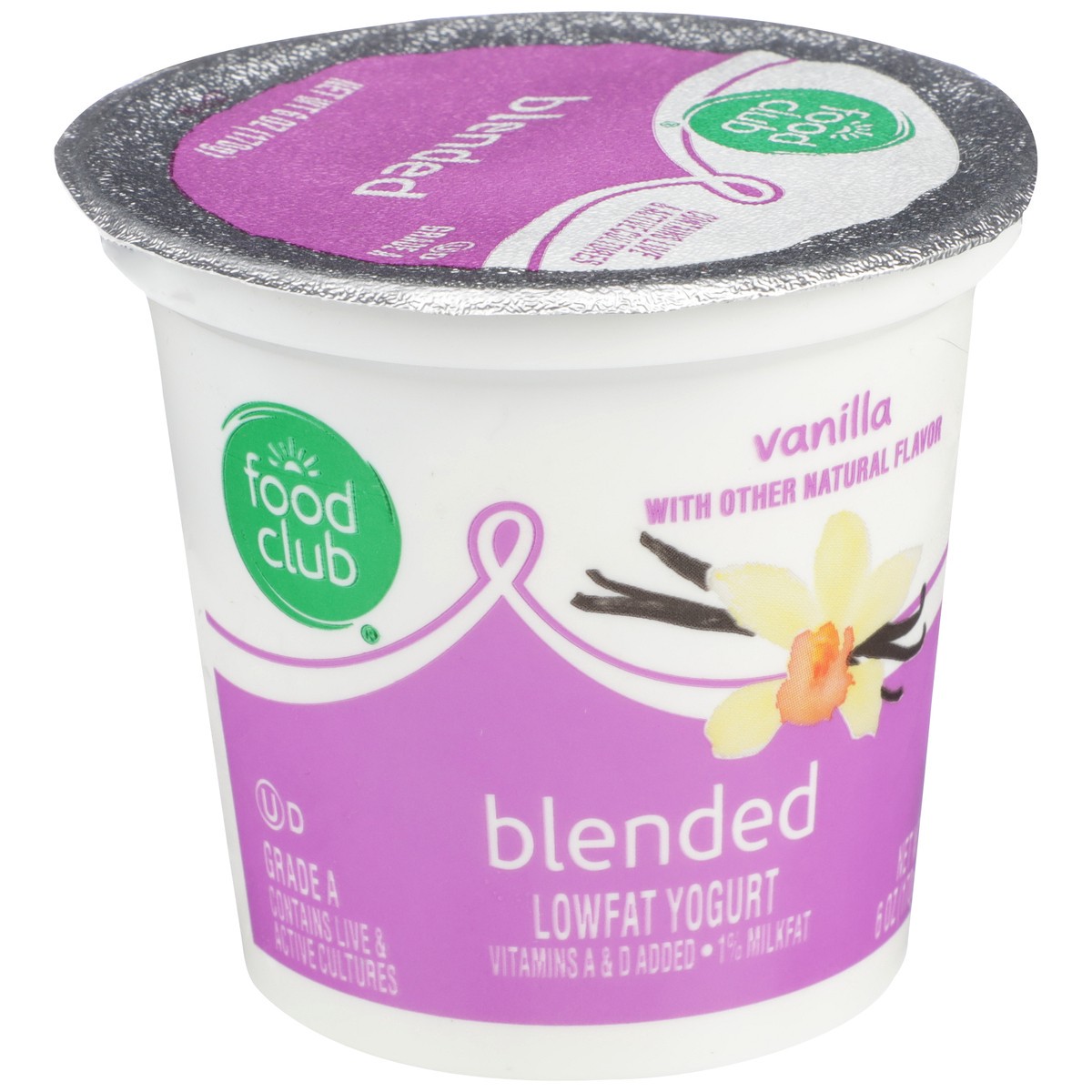 slide 2 of 9, Food Club Vanilla Blended Lowfat Yogurt, 6 oz