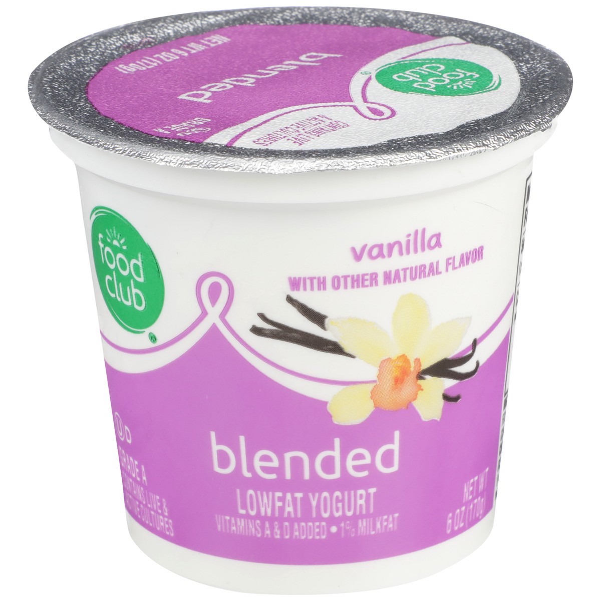 slide 1 of 9, Food Club Vanilla Blended Lowfat Yogurt, 6 oz