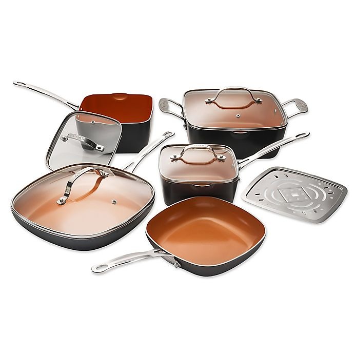 slide 1 of 3, As Seen on TV Gotham Steel Ti-Cerama Square Nonstick Cookware Set, 10 ct