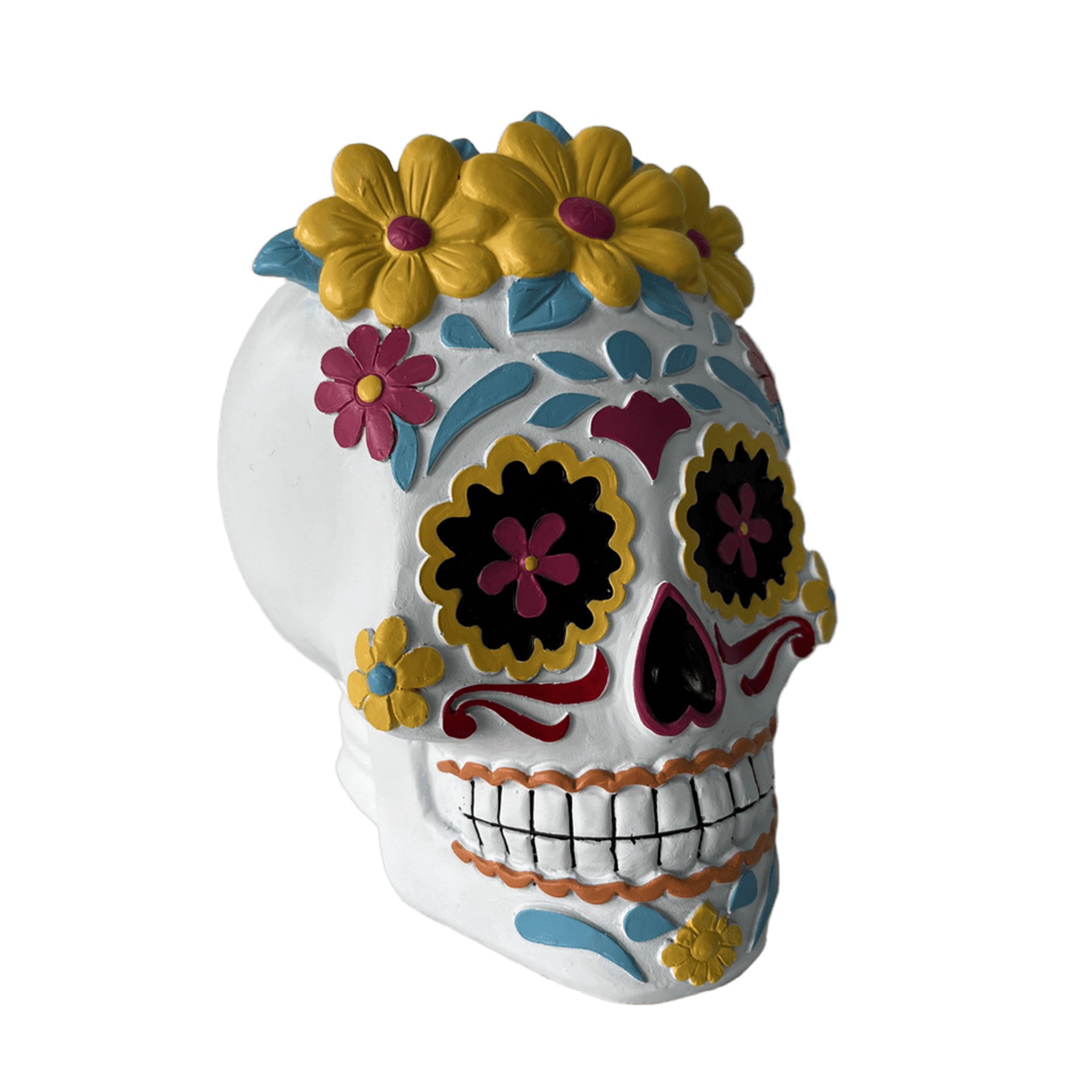 slide 3 of 3, 8.75" Sugar Skull With Flower Crown Tabletop Decor By Ashland, 8.75 in