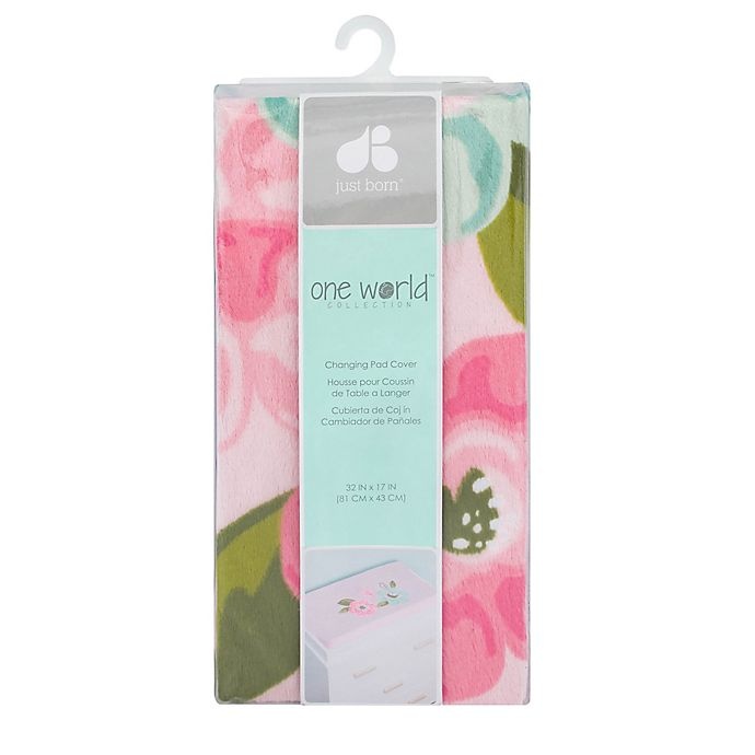 slide 3 of 3, Just Born One World Collection Blossom Changing Pad Cover Pink, 1 ct